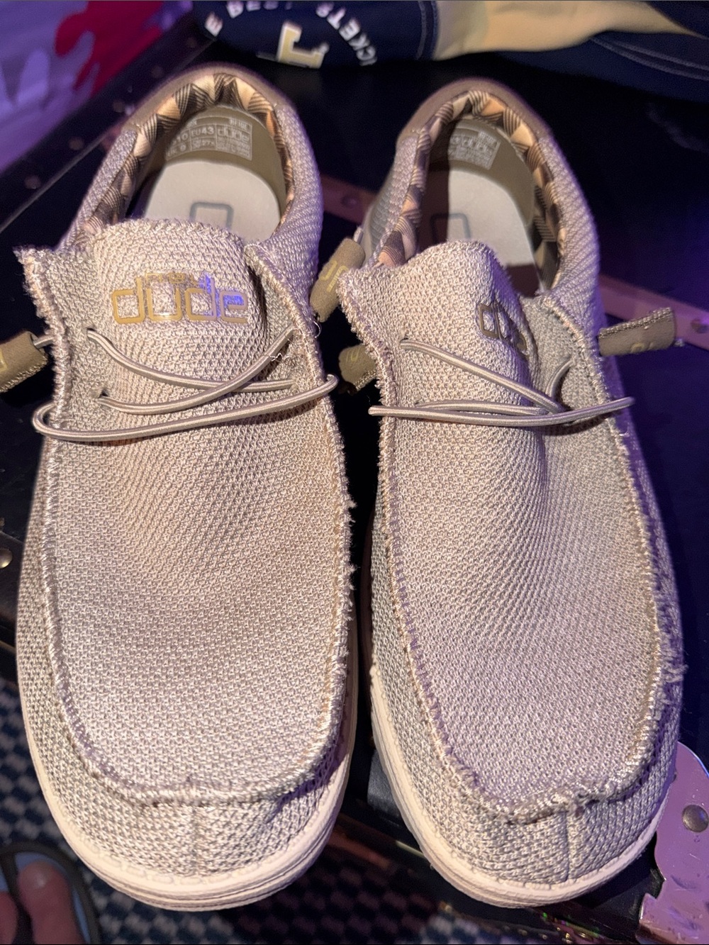 Hey Dude Wally Sox Light Beige Knit Wally Slip-On Loafers